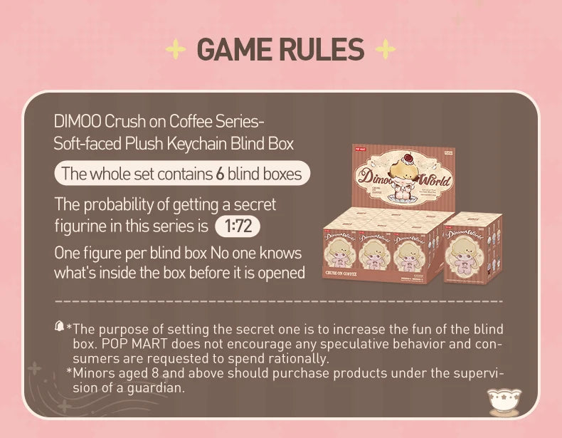 POP MART DIMOO Crush on Coffee Series Soft-faced Plush Keychain Blind Box