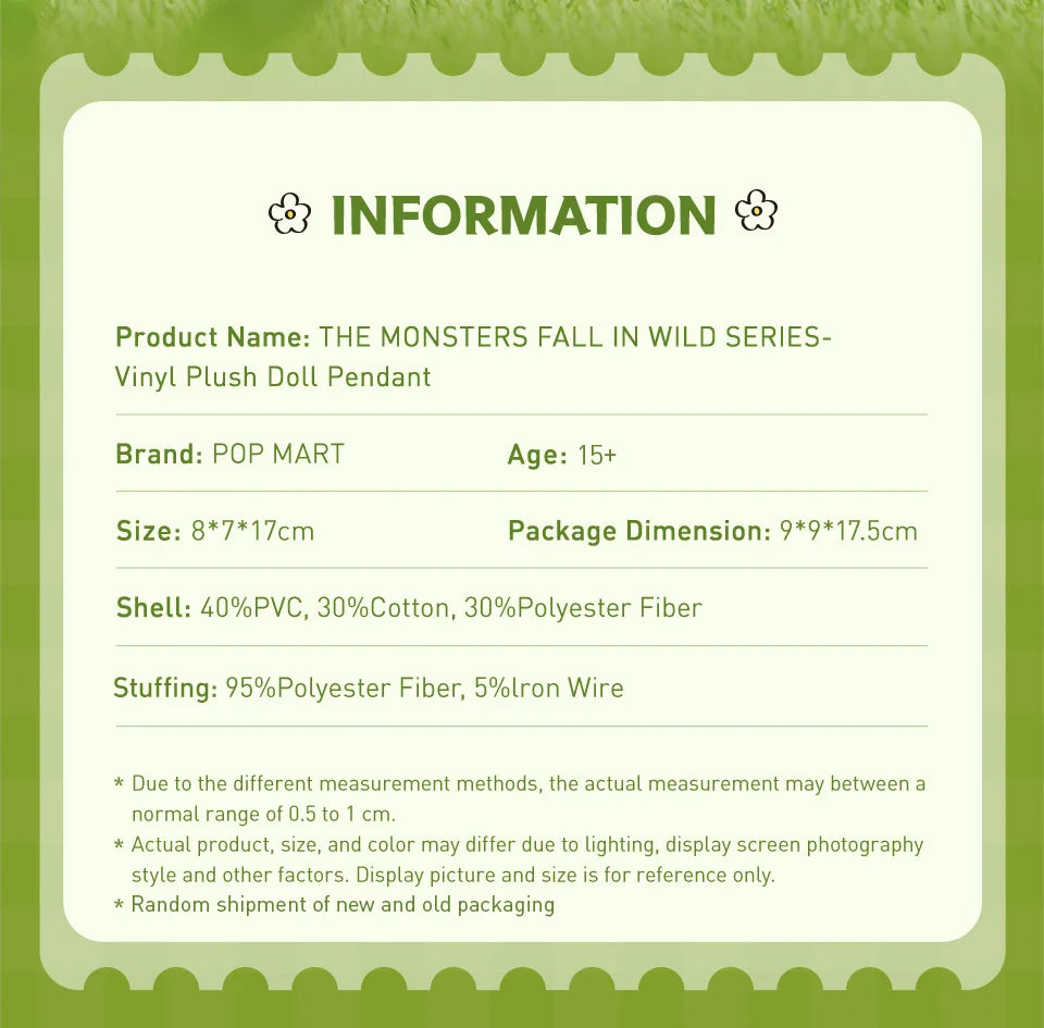 POP MART THE MONSTERS Fall in Wild Series Vinyl Plush Doll Pendant