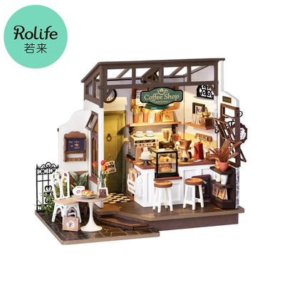 Rolife Rolife DIY Mini Dollhouse No 17 Cafe Model Kits DIY Coffee Shop Dollhouse Kids Miniature Fantasy Doll House Wooden Kit