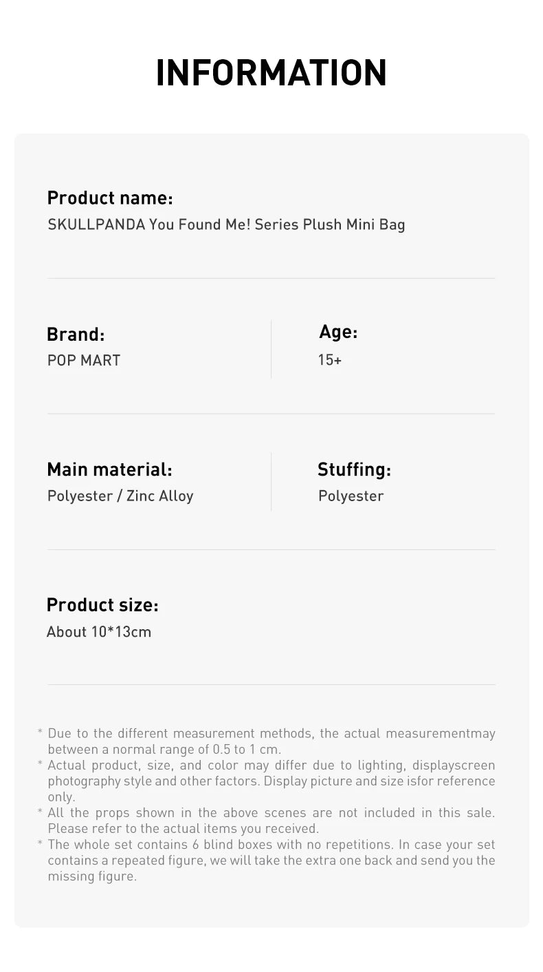 POP MART SKULLPANDA You Found Me Series Plush Mini Bag Blind Box