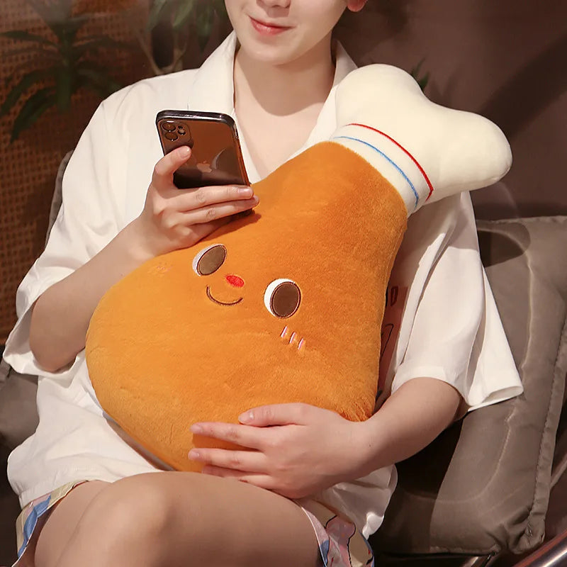 Fried Chicken Burger Plush Pillow – Kawaii Food Plush Toy