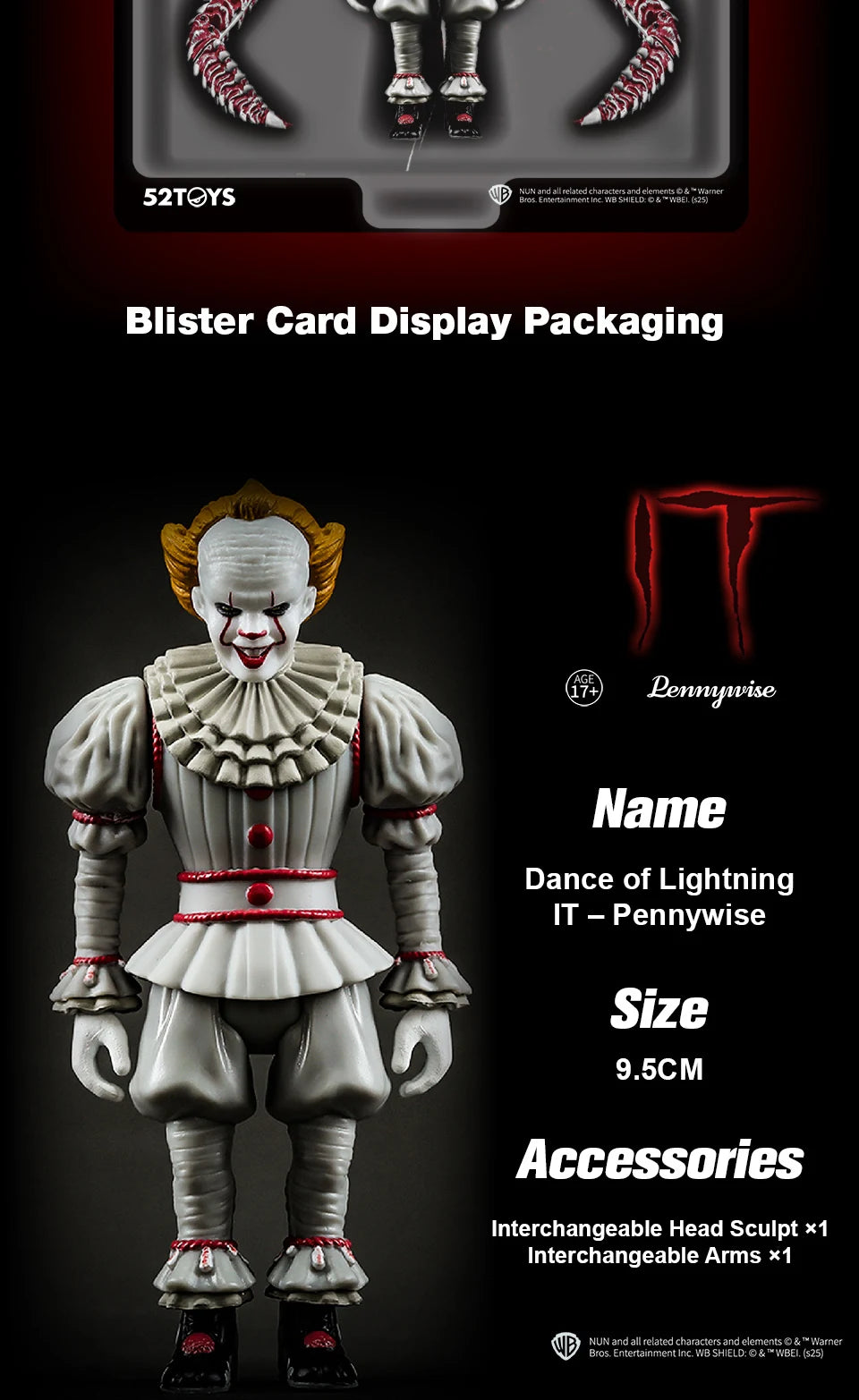 52TOYS Action Figure Dance of Lightning IT-Pennywise, Action Figure Toys, 3.75inch Adjustable Figure Anime Toys Adult Boys Child
