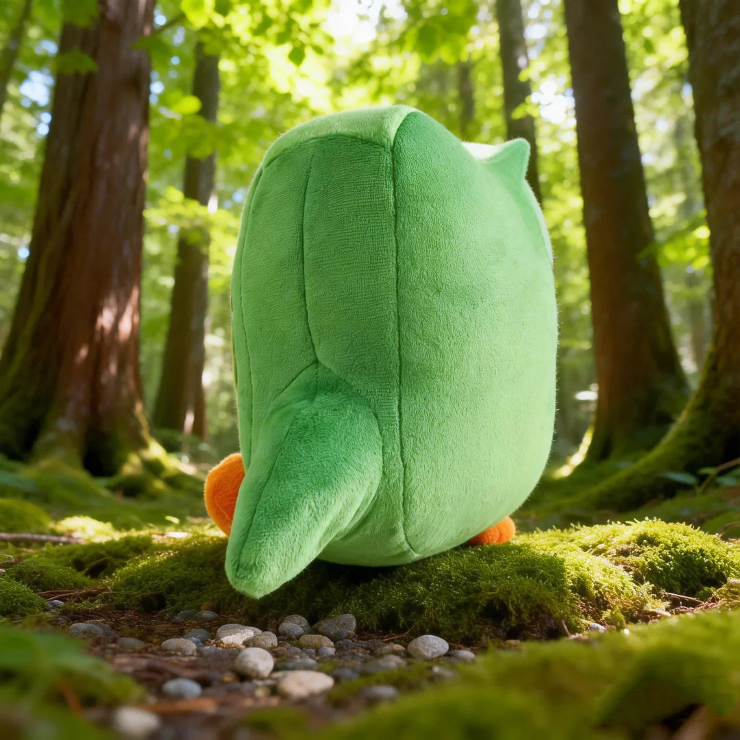 Kawaii Duolingo Green Owl Plush Toy Plushie of side view