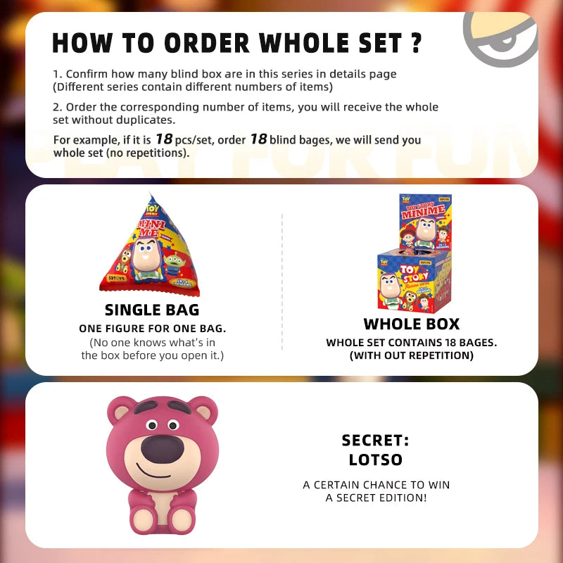 52TOYS Blind Box Toy Story Minime Series Kawaii Anime Figure display view