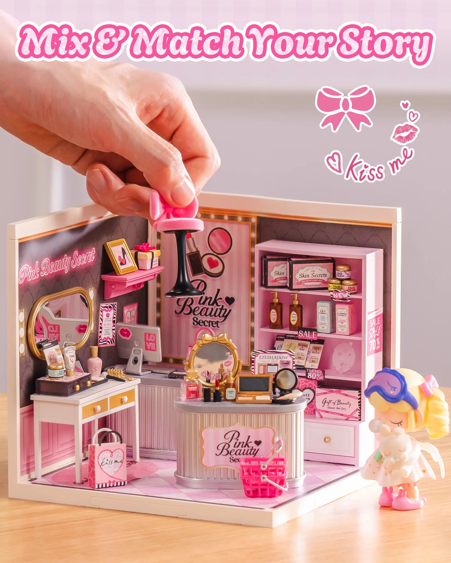 ROBOTIME Rolife Super Creator Series Pink Beauty Dollhouse side view