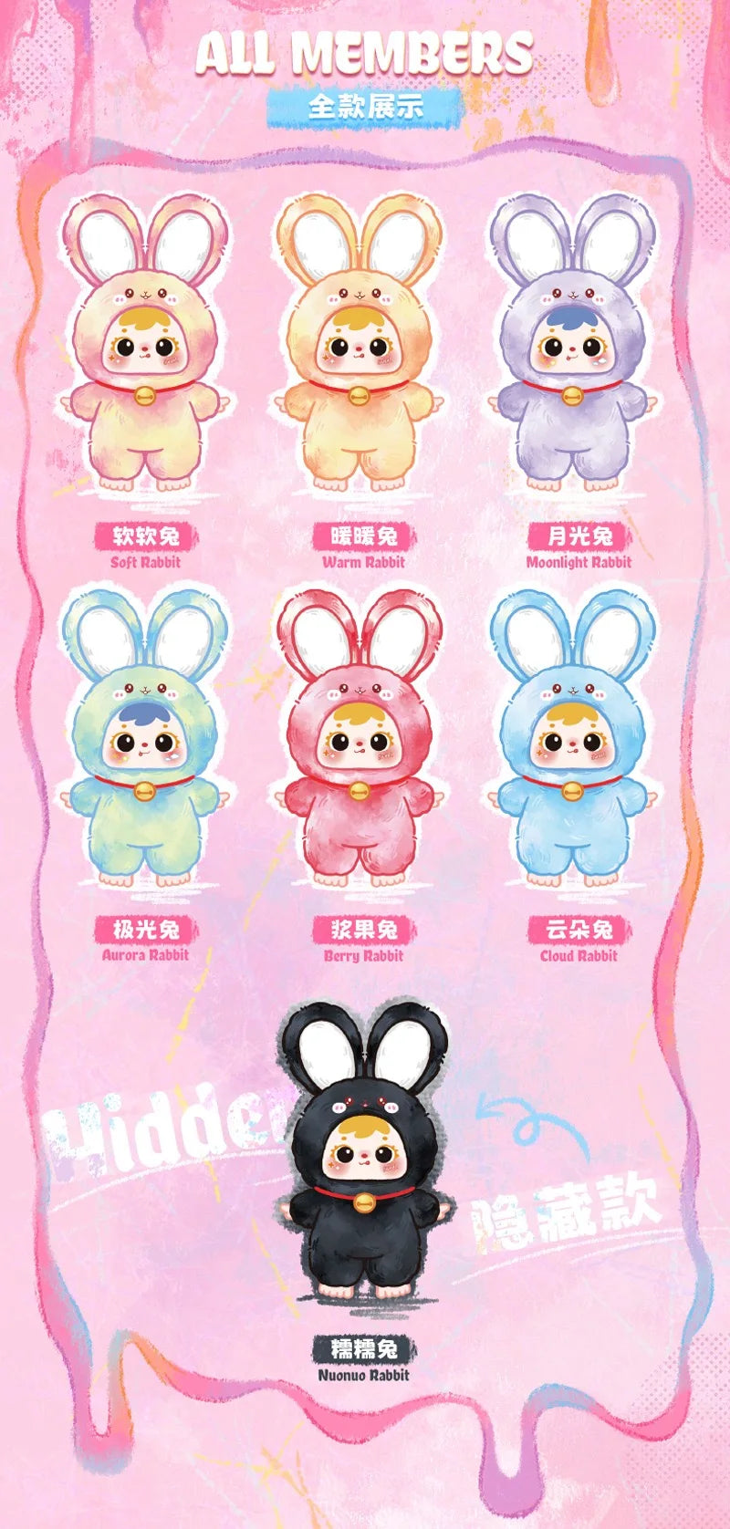 Samuel Magic Colorful Rabbit Plush Blind Box Collectible