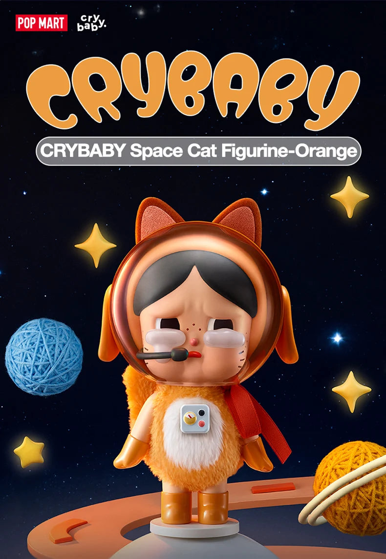 POP MART Crybaby Space Cat Figurine – Orange