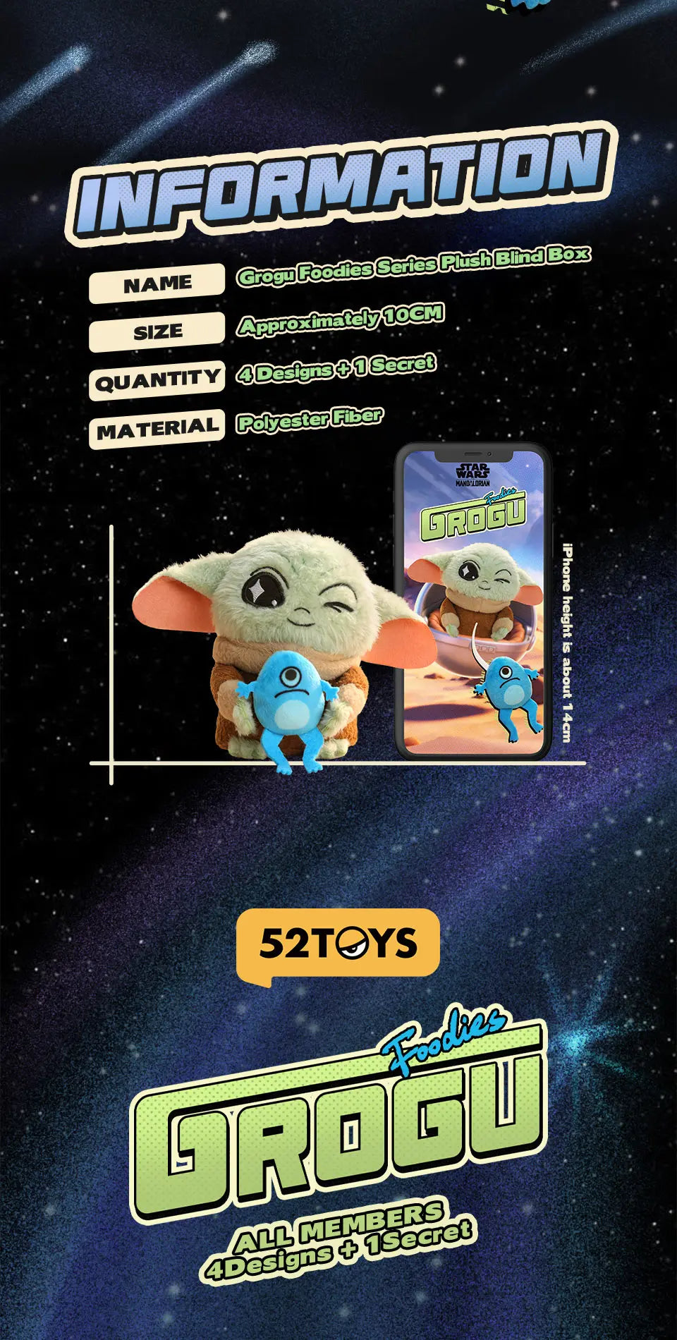 52TOYS Grogu Foodies Series Plush Blind Box Mystery styled product view