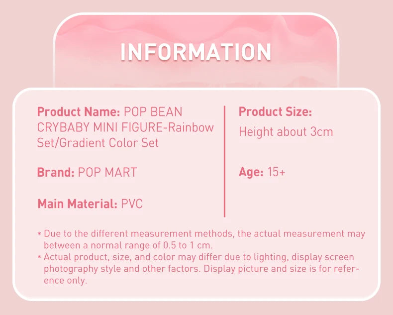 POP MART POP BEAN CRYBABY MINI FIGURE - Rainbow Set / Gradient Color Set