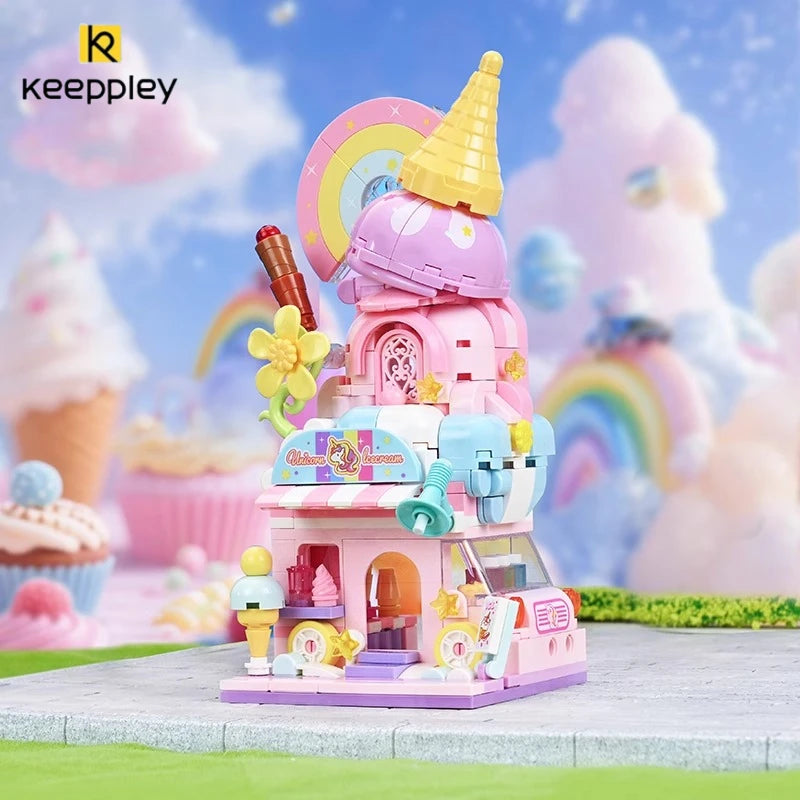 KEEPPLEY Unicorn Ice Cream Shop Street View Building Blocks