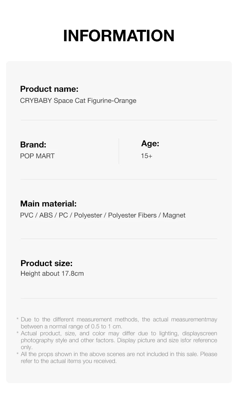 POP MART Crybaby Space Cat Figurine – Orange