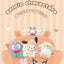 Sanrio character figurines on a pink couch with a soft focus background