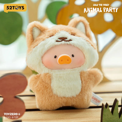 Plush toy resembling a pig in a bear costume with 52Toys branding.