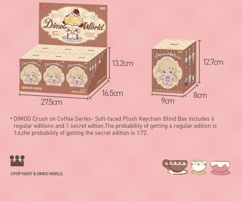 POP MART DIMOO Crush on Coffee Series Soft-faced Plush Keychain Blind Box