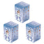 Three blue boxes with cartoon characters on a white background