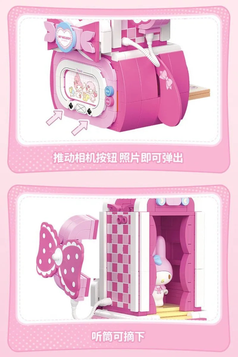 TOPTOY Sanrio Kuromi & My Melody Powder Dream Home Micro Building Blocks