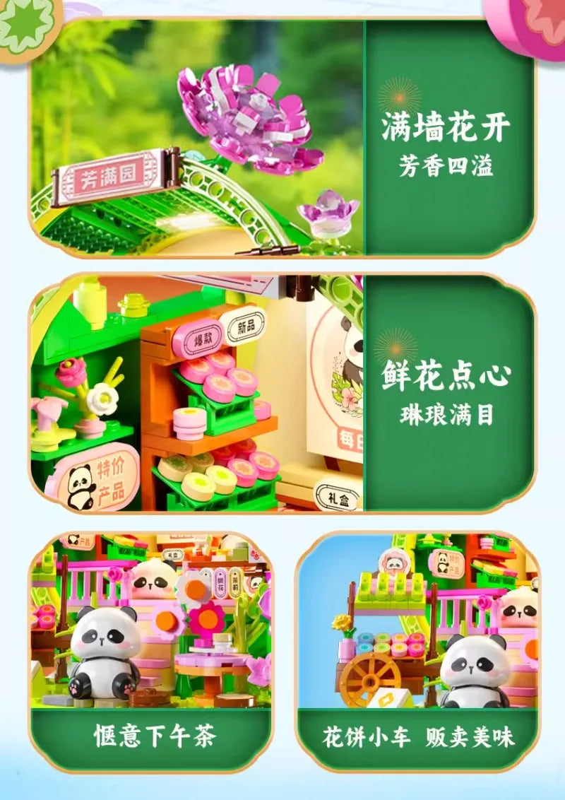 Panda Bamboo House Building Blocks Micro Block Set