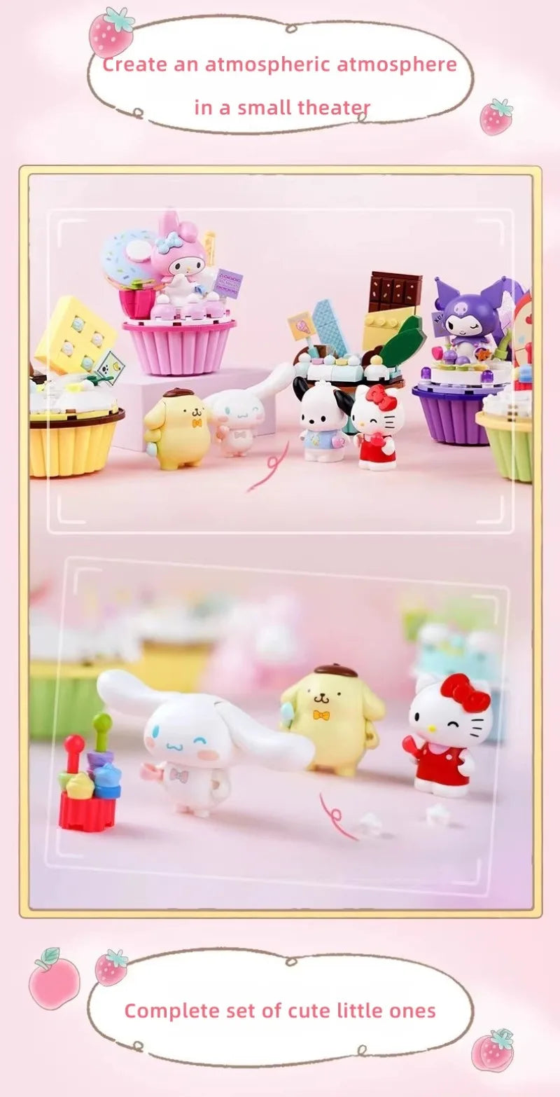 KEEPPLEY Sanrio Cake Cup Series Building Blocks Kuromi My Melody Cinnamoroll Pompompurin