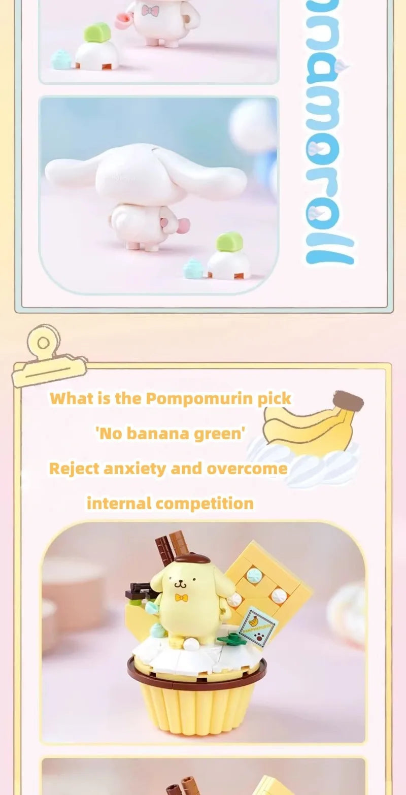 KEEPPLEY Sanrio Cake Cup Series Building Blocks Kuromi My Melody Cinnamoroll Pompompurin