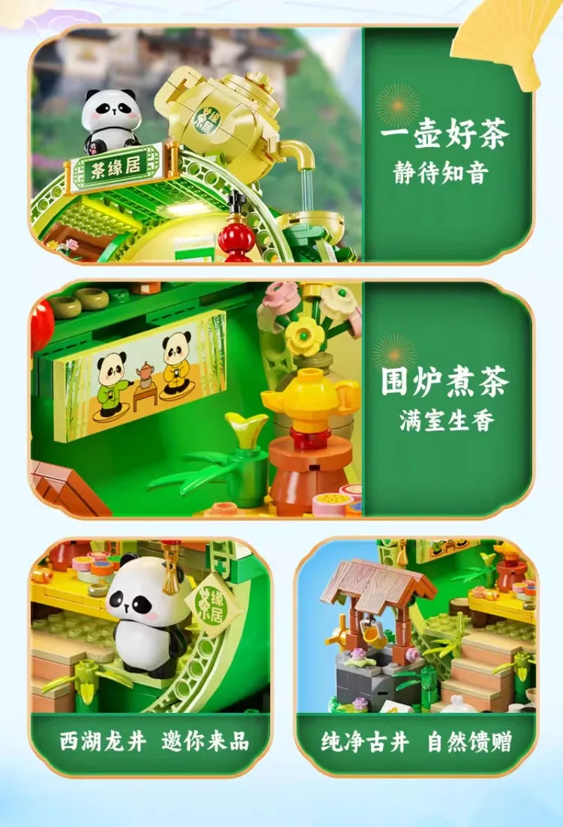 Panda Bamboo House Building Blocks Micro Block Set