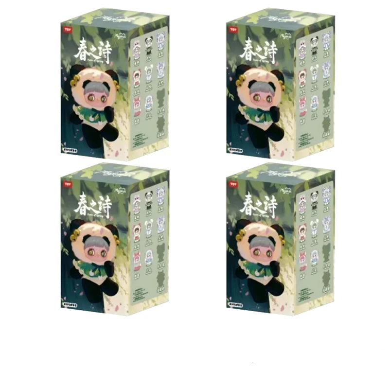 Four MayMei Poem of Spring Series V3 Blind Box Vinyl Figures in pastel floral designs