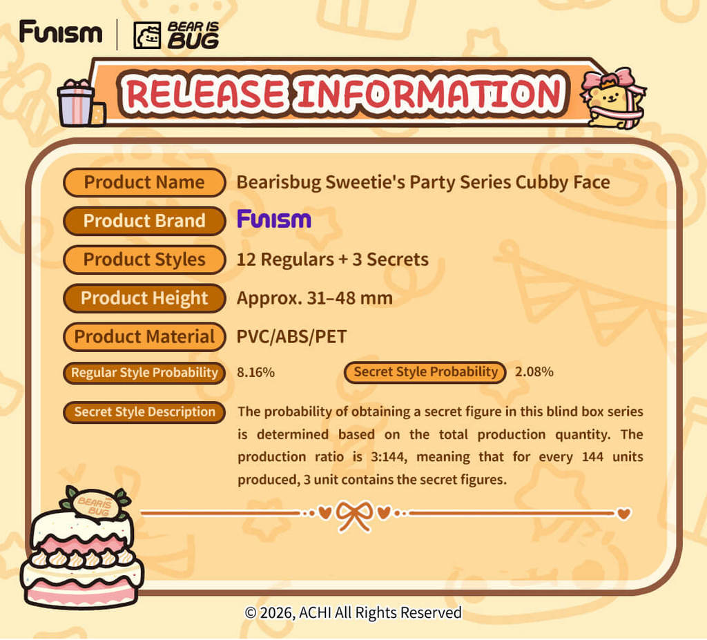 FUNISM Bearisbug Sweetie's Party Series Cubby Face Blind Box Figure image 17